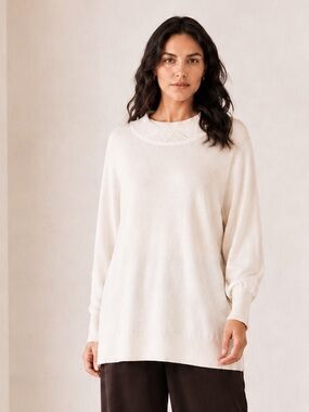 Vintage Knit Sweater Quiet Luxury Ivory Longline Tunic NWOT Laura Plus Sz 1X